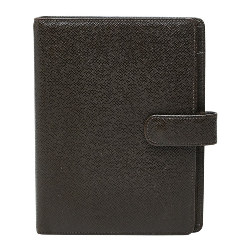 Louis Vuitton Taiga Agenda MM 6-ring notebook cover R20432 Grizzly Brown Leat...